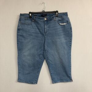 Talbots Women Pedal Pusher Jean Size 18W Blue Denim Cotton Blend B166 -16